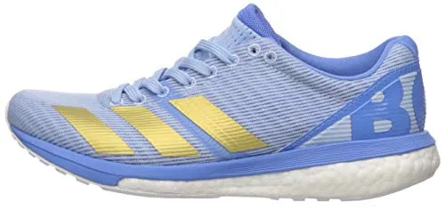 adidas Women's Adizero Boston 8 Running Shoe, Glow Blue/Gold Metallic/Real Blue, 6 M US