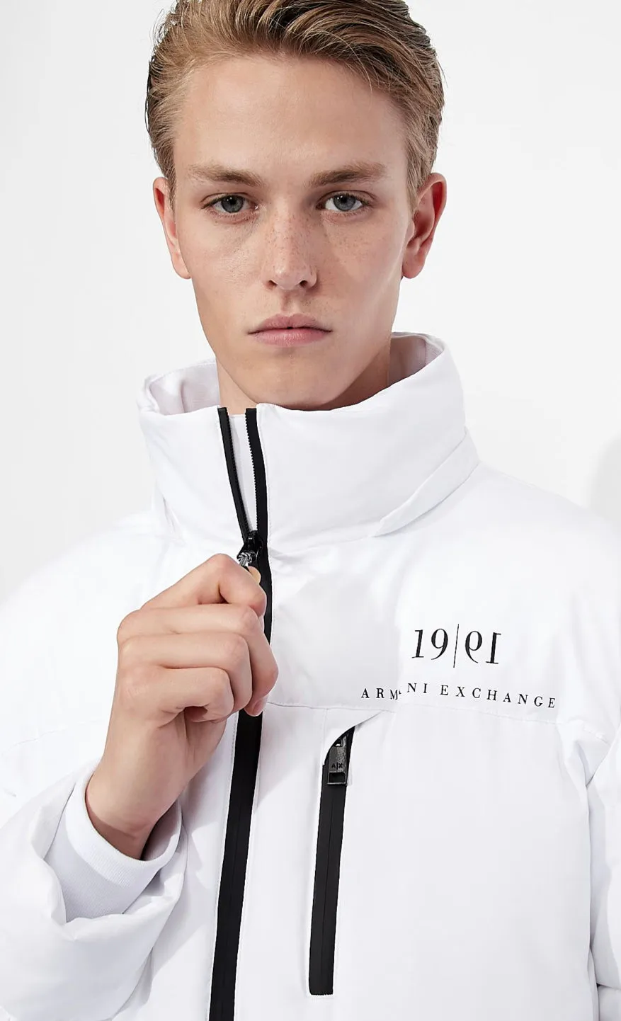 ARMANI EXCHANGE 30TH ANNIVERSARY PUFFER JACKET (WHITE)