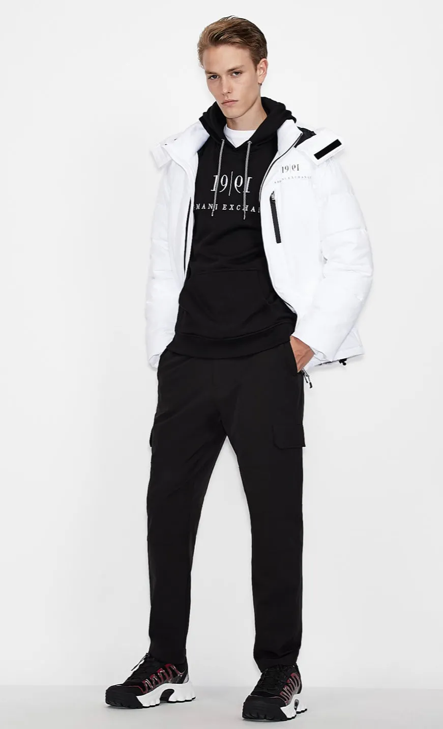 ARMANI EXCHANGE 30TH ANNIVERSARY PUFFER JACKET (WHITE)