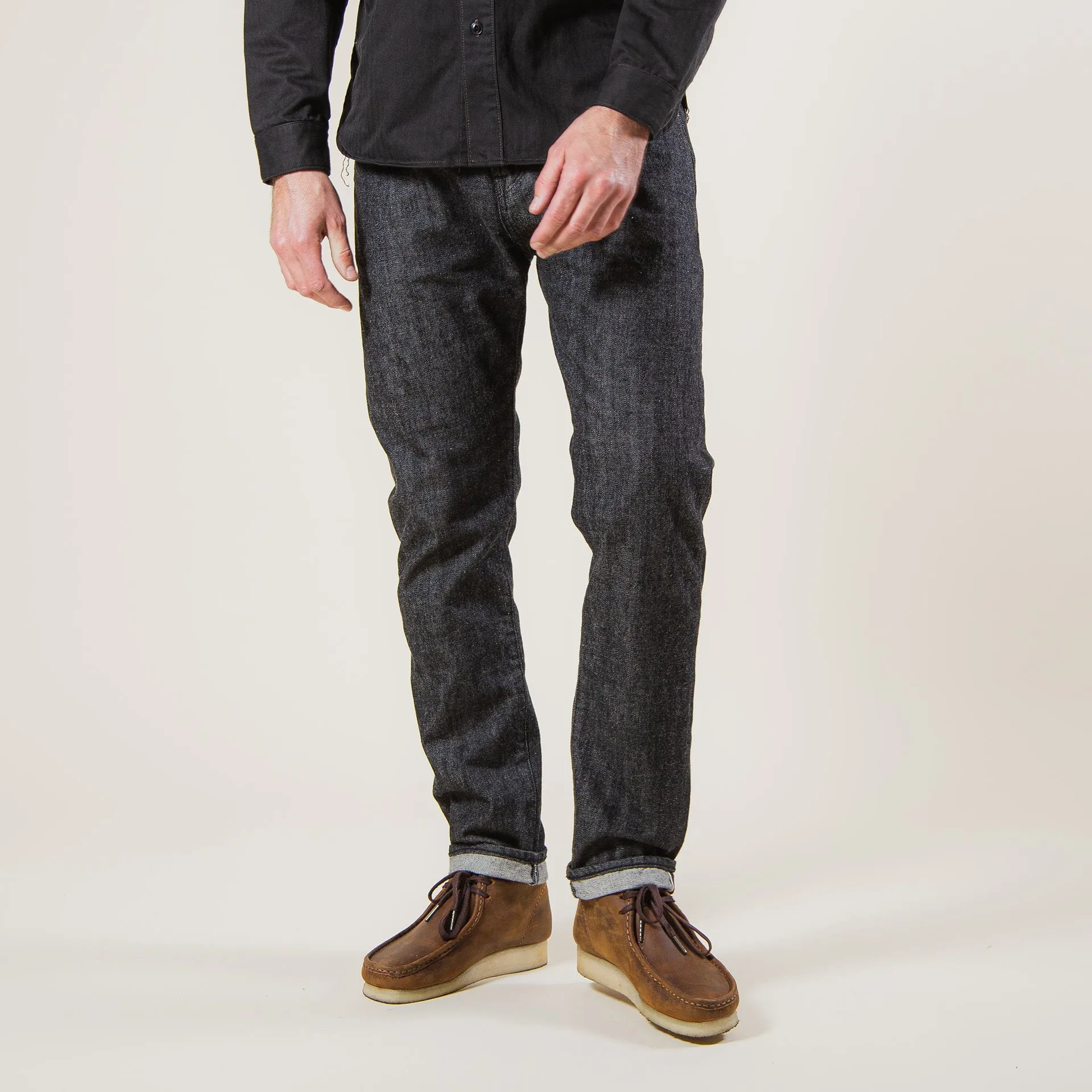 B-04 RELAXED 14 oz. selvedge colour denim / black