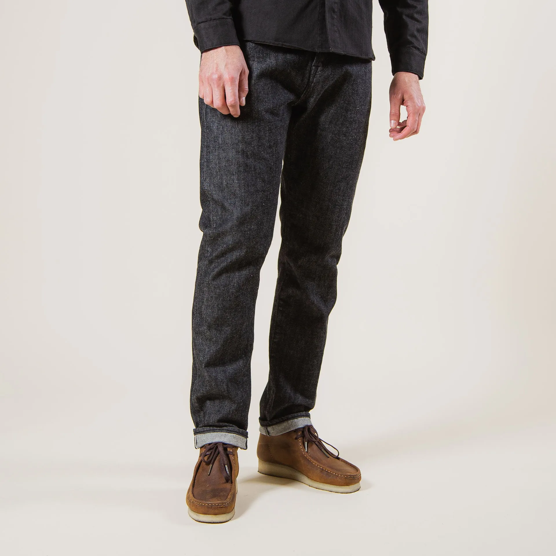 B-04 RELAXED 14 oz. selvedge colour denim / black