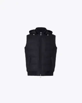 BLACK WOOL PADDED WAISTCOAT