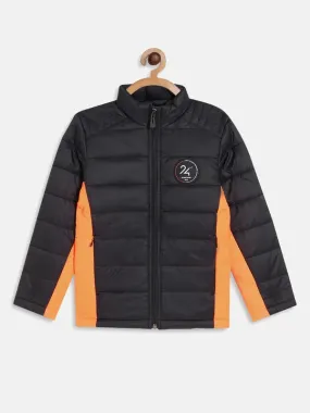 Boys Colourblocked Puffer Jacket With Patchwork