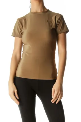 Brown Lightweight Logo Sporty Top