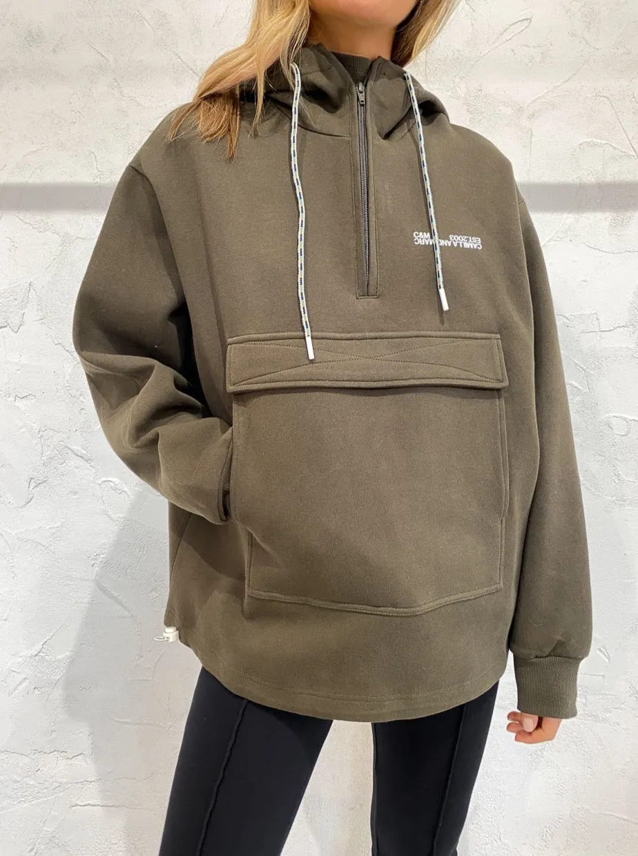 Camilla and Marc Aurora Bonded Hoodie In Dark Moss