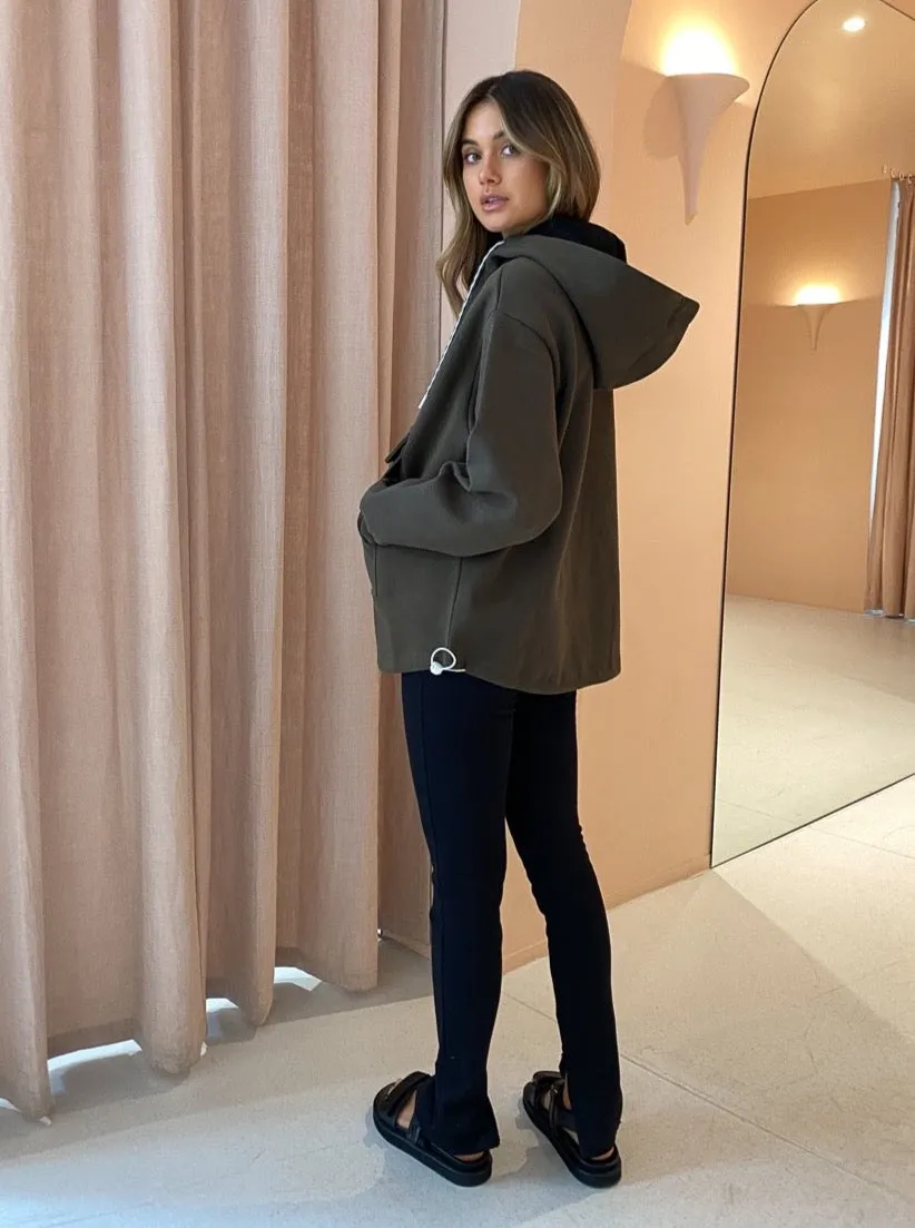 Camilla and Marc Aurora Bonded Hoodie In Dark Moss