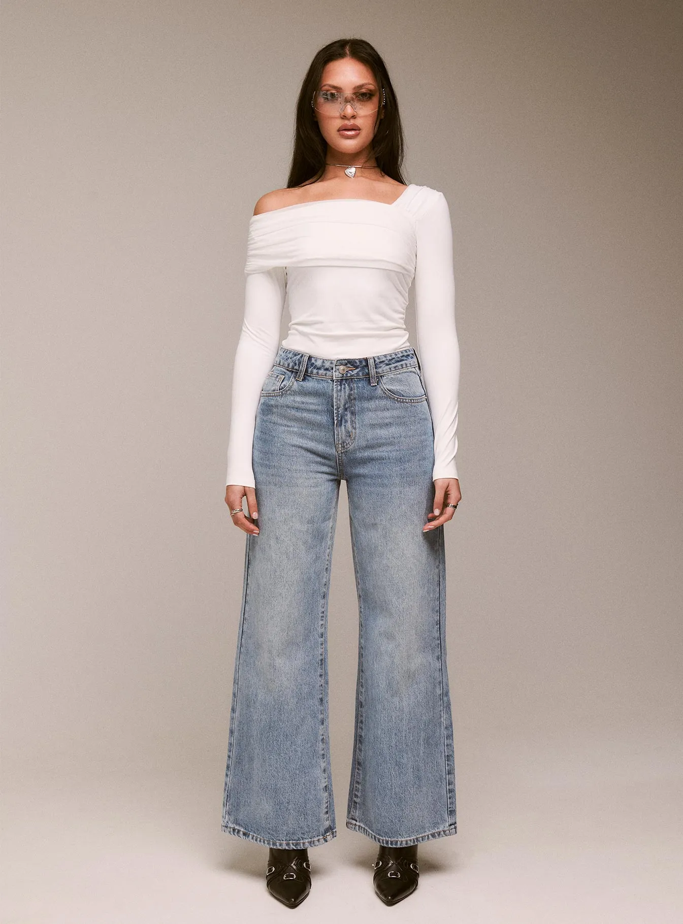 Cat Relaxed Rigid Wide Leg Jean Angel Blue