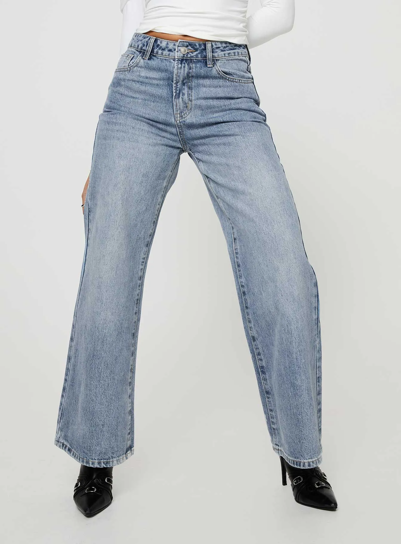 Cat Relaxed Rigid Wide Leg Jean Angel Blue