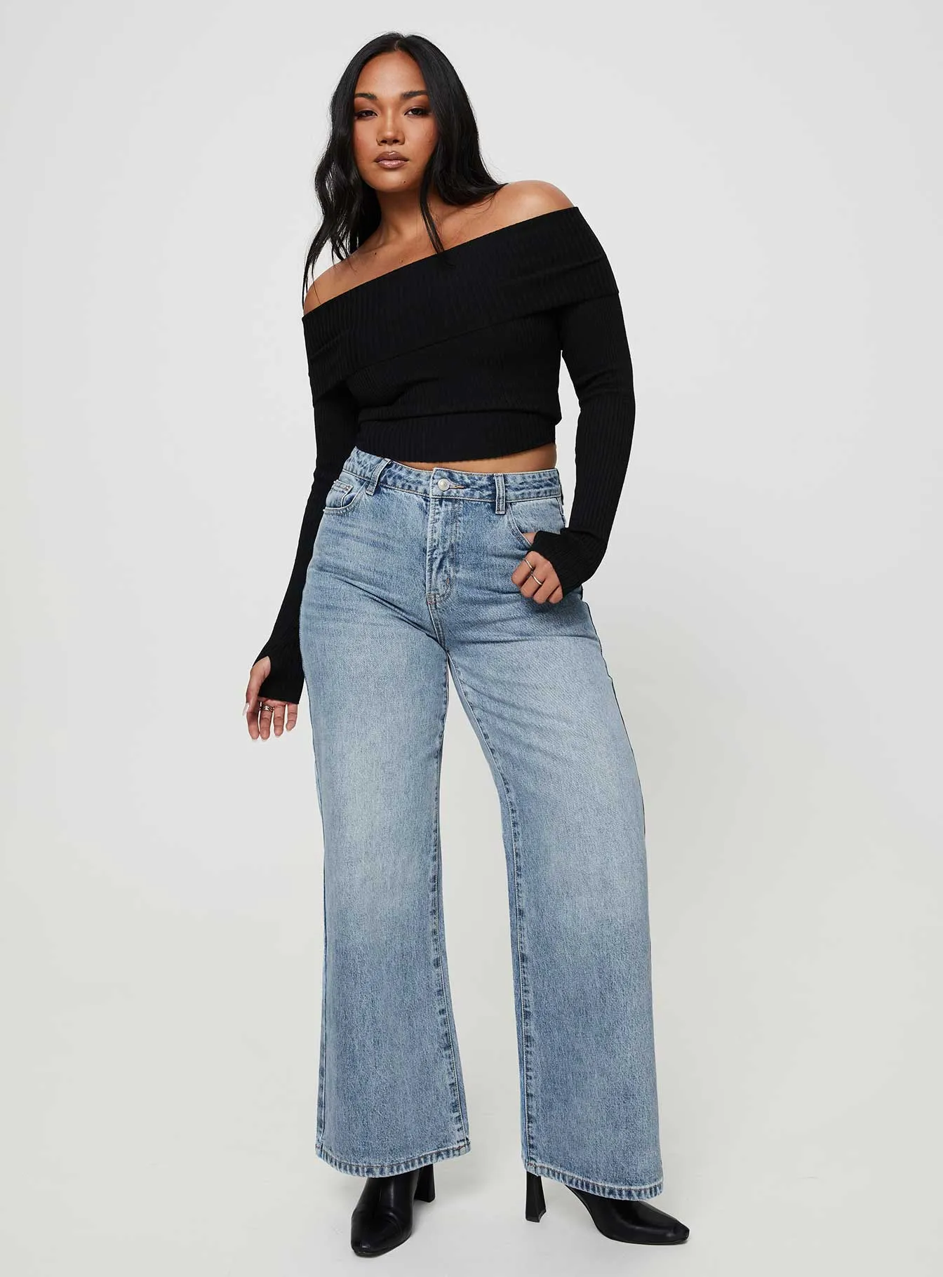 Cat Relaxed Rigid Wide Leg Jean Angel Blue