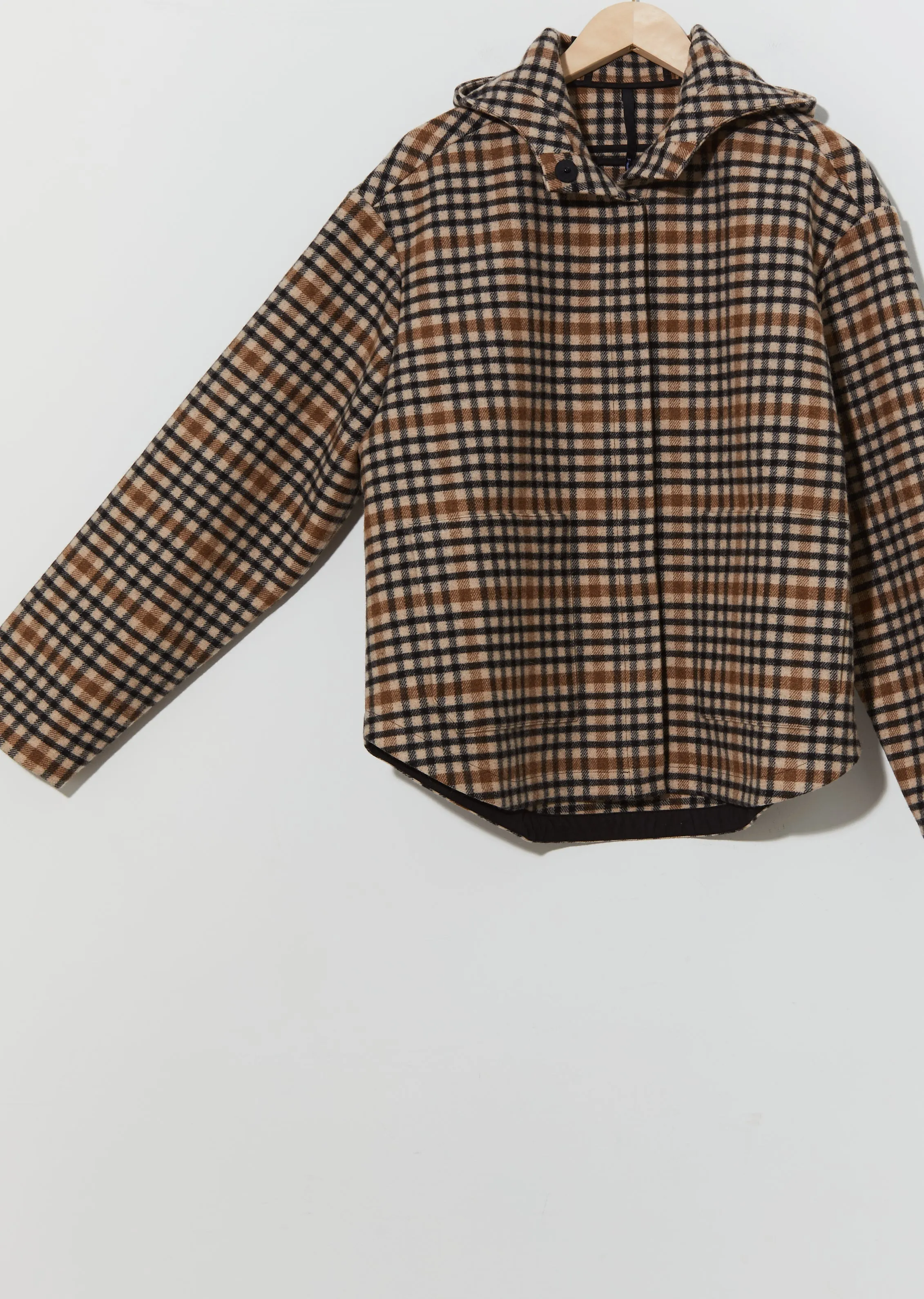 Checked Wool Hoodie Jacket