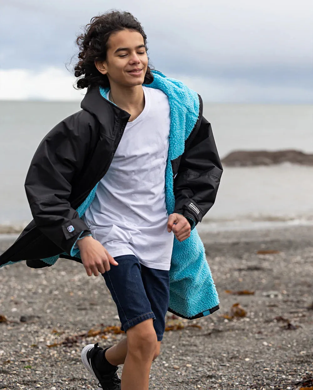 Dryrobe Advance Kids Long Sleeve - Black / Blue