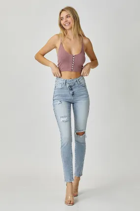 High Rise Crossover Relaxed Skinny