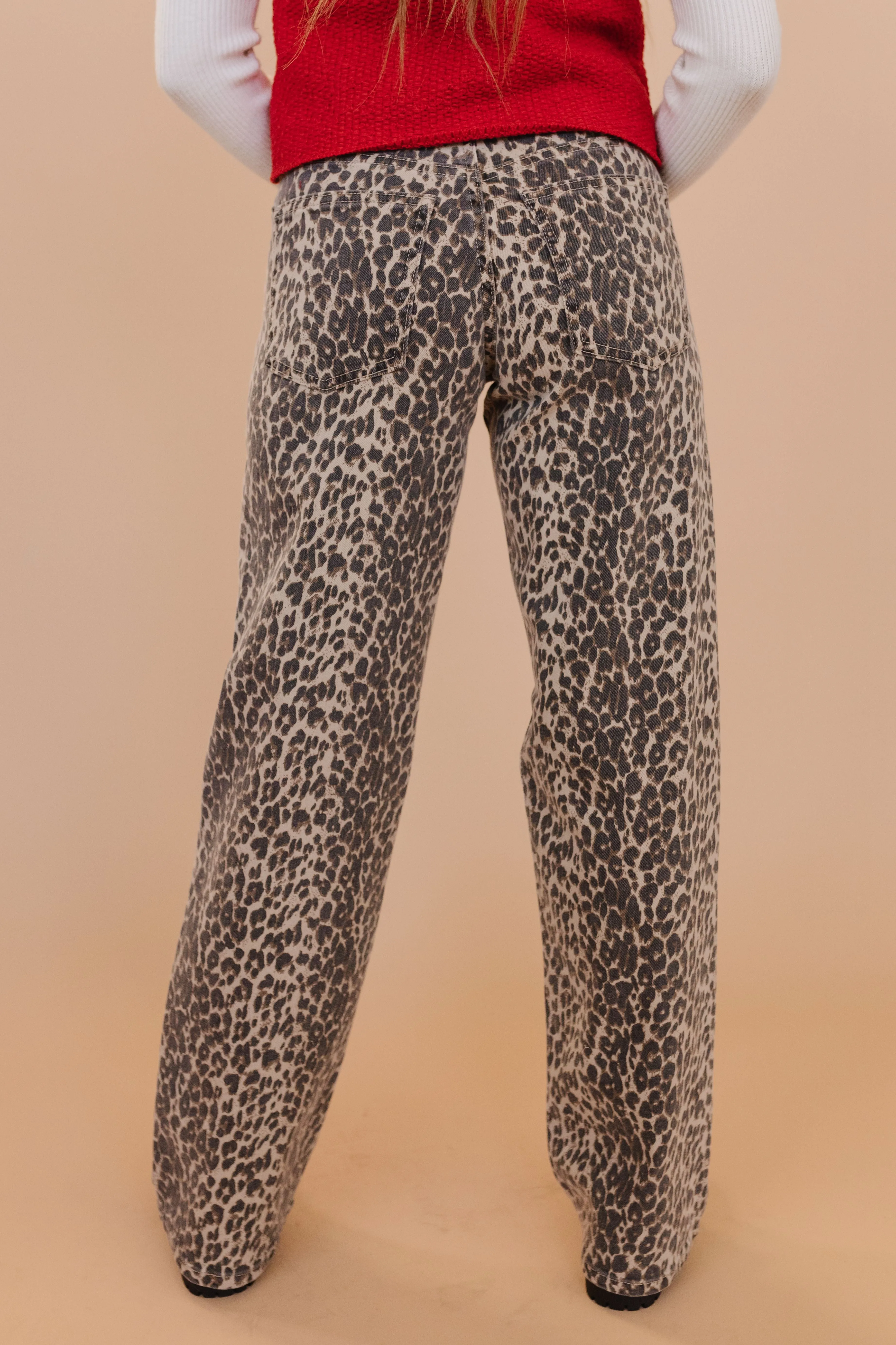 JBD LOW RISE RELAXED STRAIGHT JEAN IN LEOPARD