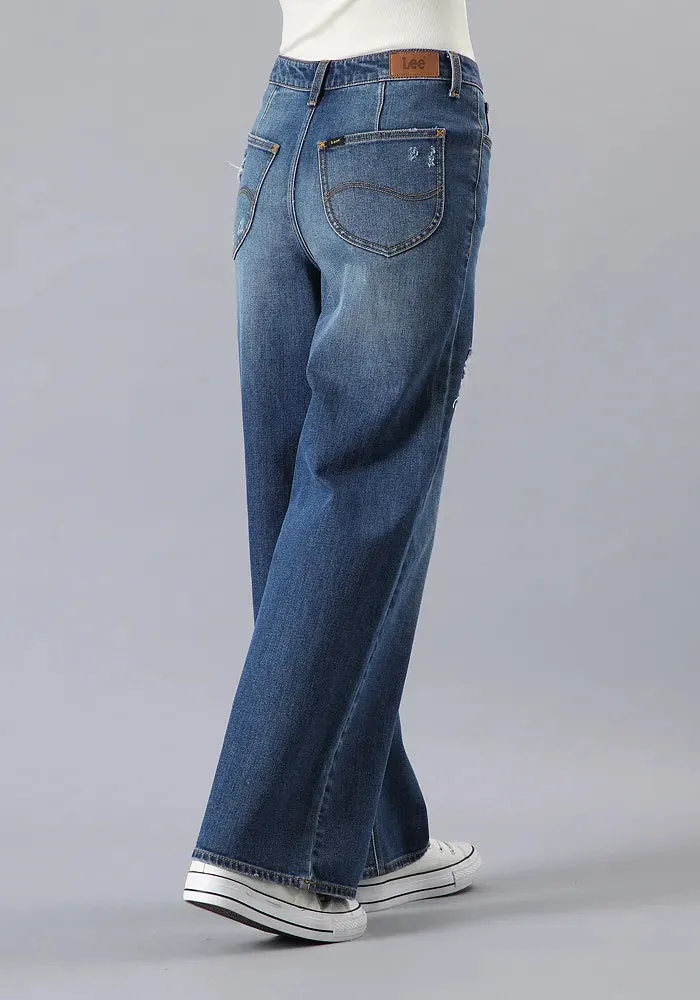 Jeans Mujer Tiro Alto Stella A Line Relaxed Fit Mid Blue