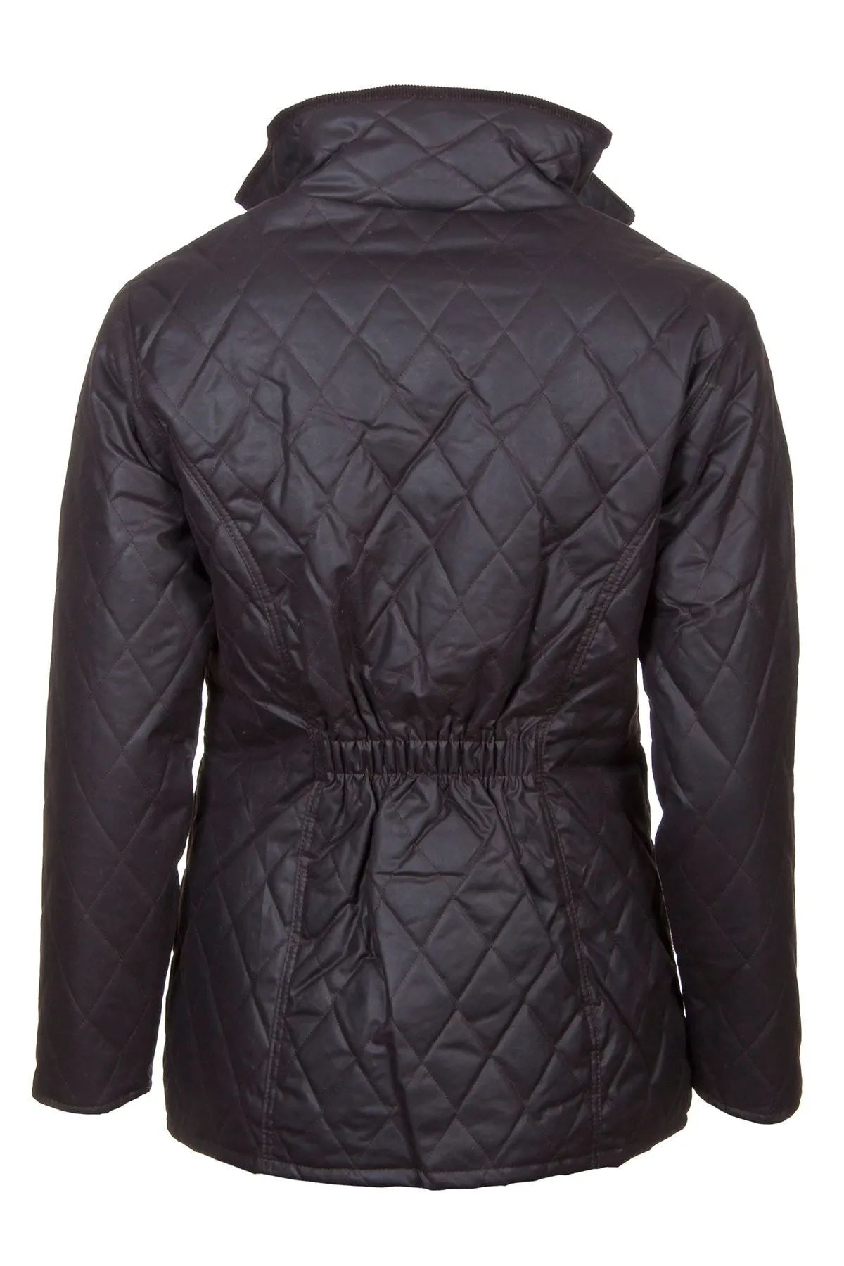 Ladies Diamond Quilted Wax Jacket with Elasticated Back