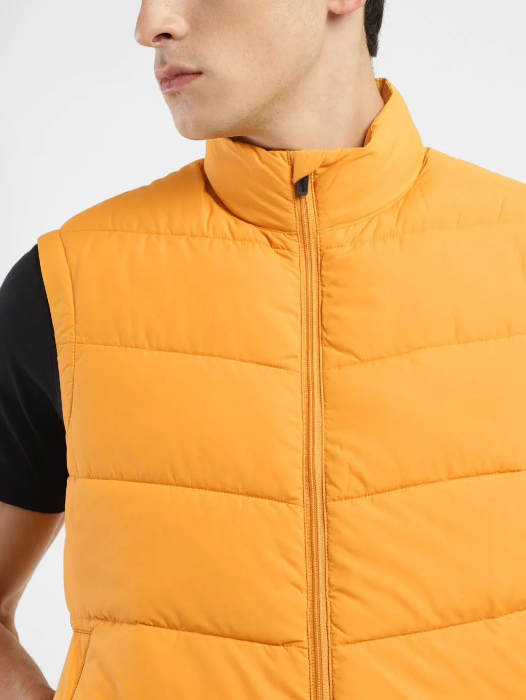 Men's Yellow High Neck Puffer Jackets