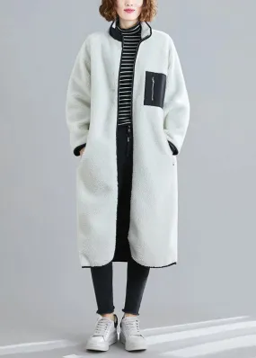 Natural zippered patchwork Plus Size tunics white box women coats