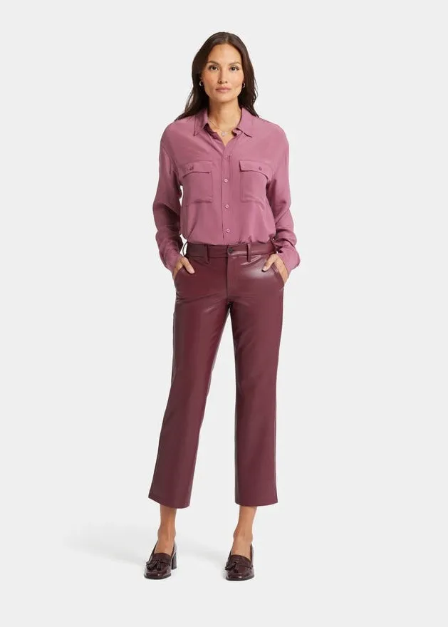 NYDJ - Faux leather Straight Leg Ankle Pants - Tavern