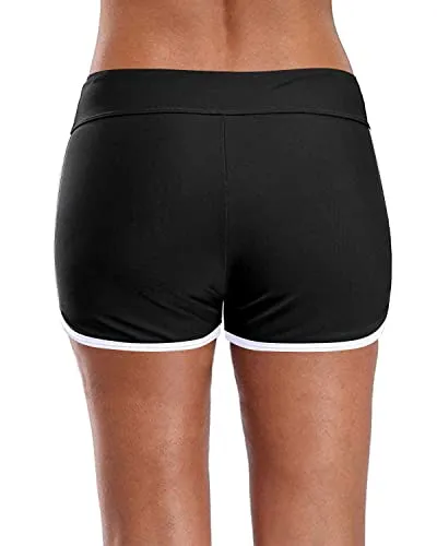 Nylon & Spandex Breathable Swimsuit Bottoms Swim Shorts-Black