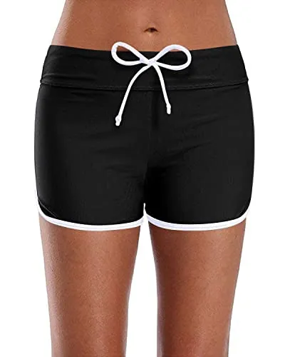 Nylon & Spandex Breathable Swimsuit Bottoms Swim Shorts-Black