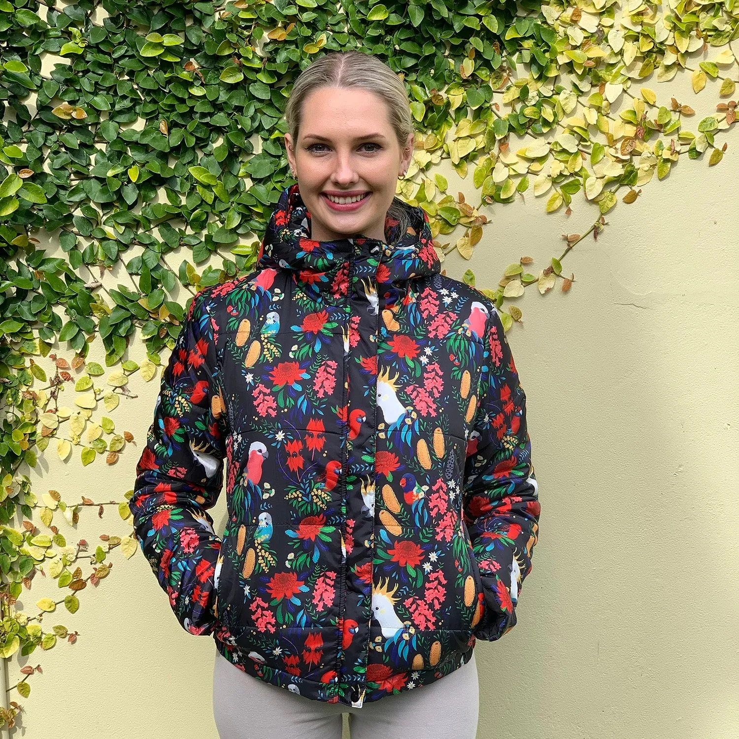 Puffer Jacket: Bush Parrots