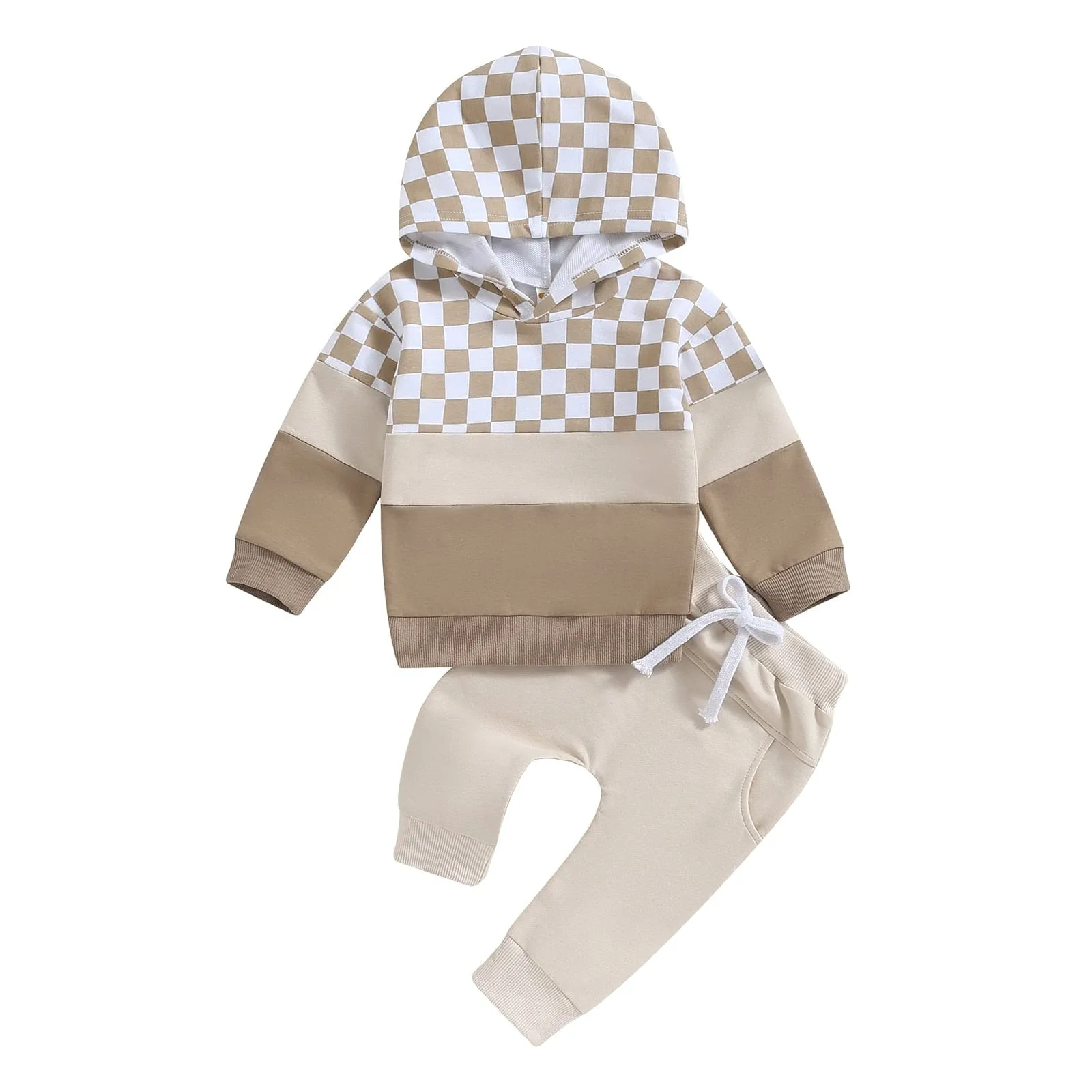 "Kayden" Sporty Checked 2 PC Warmup Set