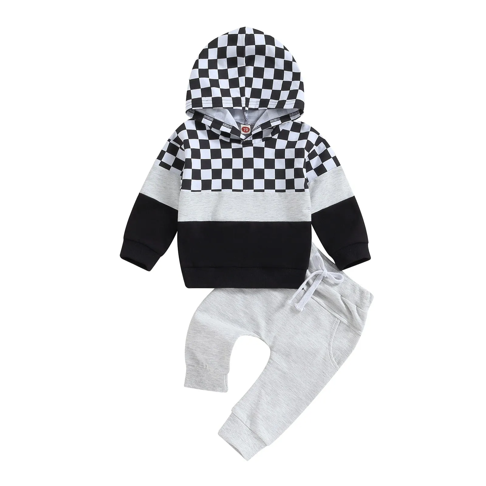 "Kayden" Sporty Checked 2 PC Warmup Set