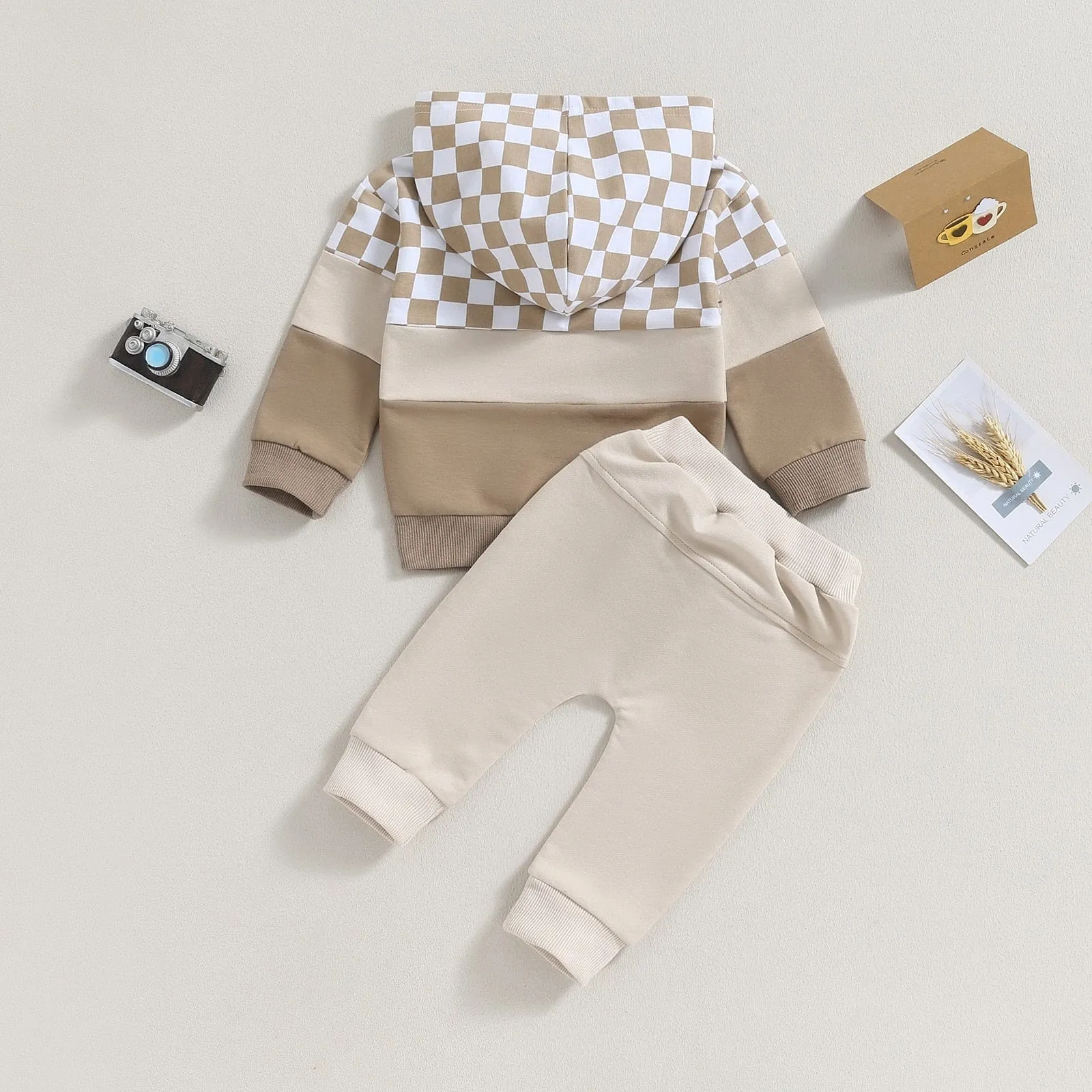 "Kayden" Sporty Checked 2 PC Warmup Set