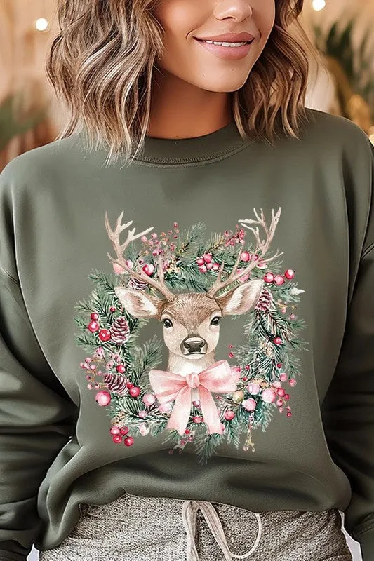 Reindeer Christmas Graphic Fleece Sweatshirts