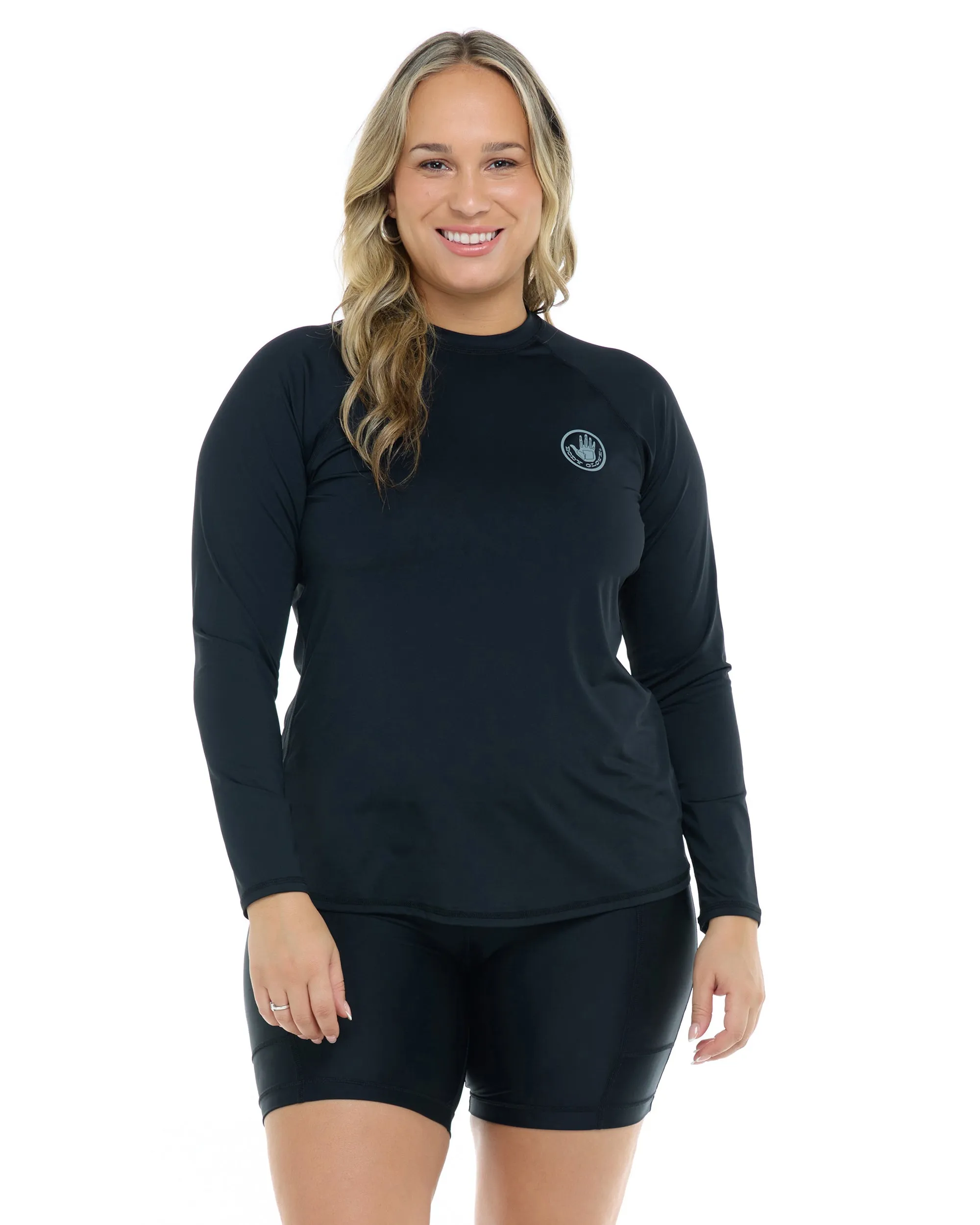 Smoothies Sleek Plus Size Long Sleeve Rashguard - Black