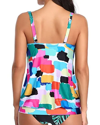 Sporty Athletic Tank Top Women's Tankini Tops Only-Aqua