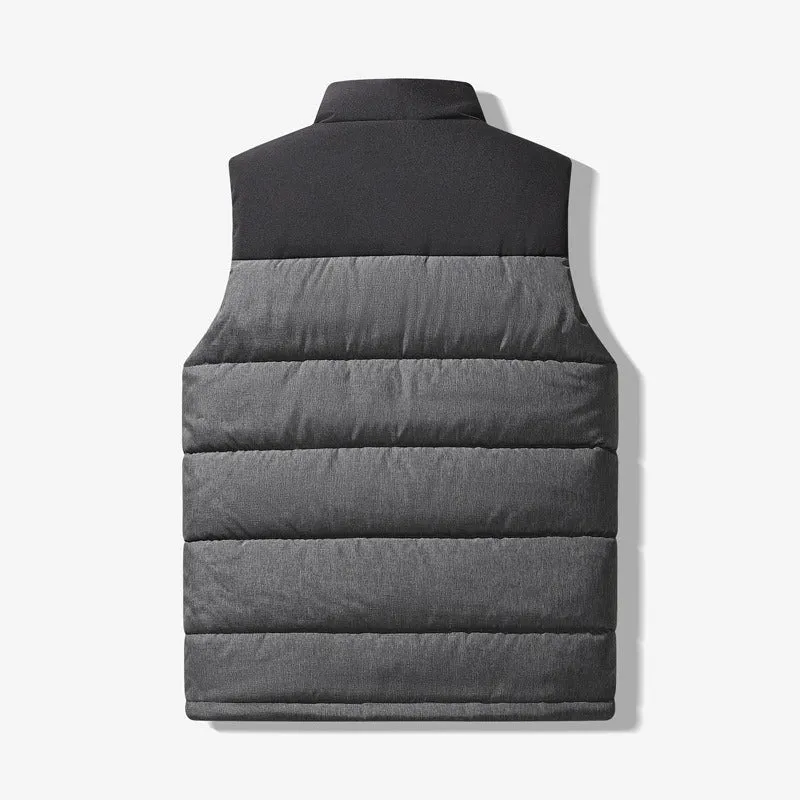 Thickened Color Block Stand Collar Cotton Puffer Vest for Men (3 colors)