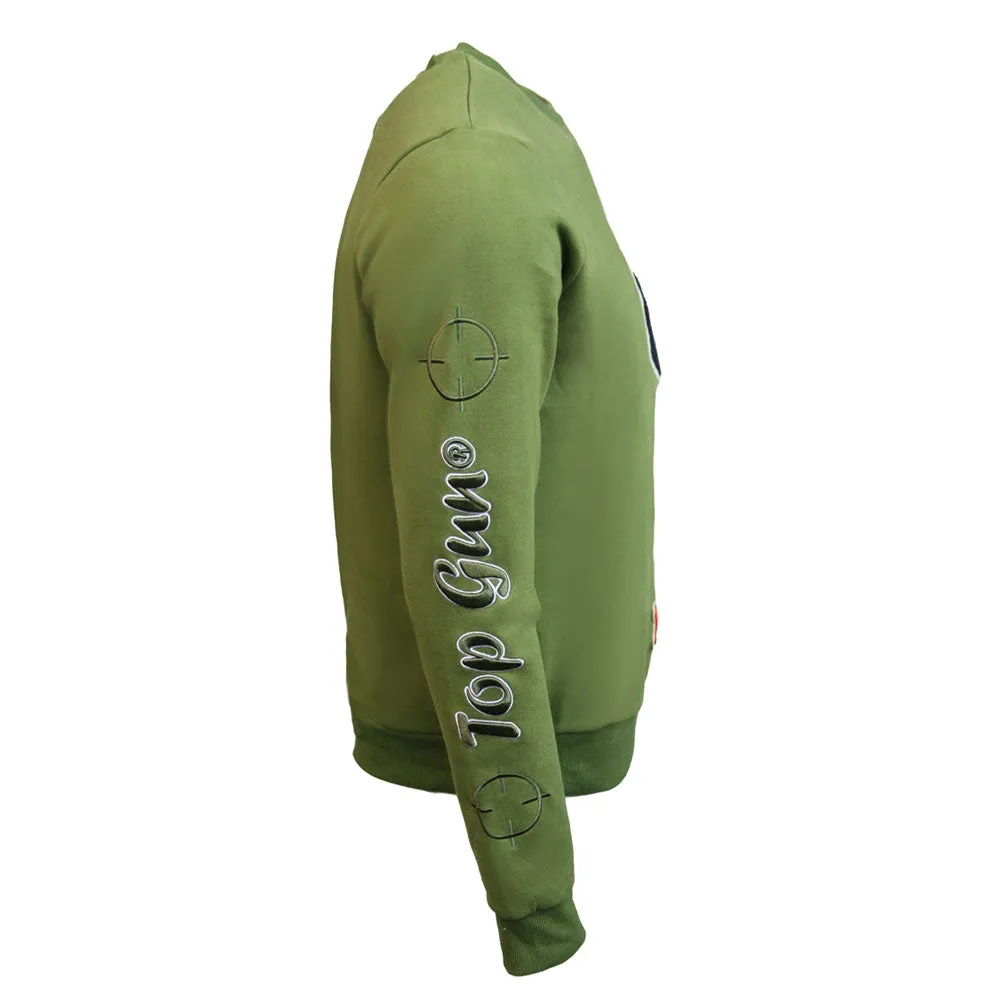 Top Gun Dog Fighter Crewneck Sweatshirt Olive