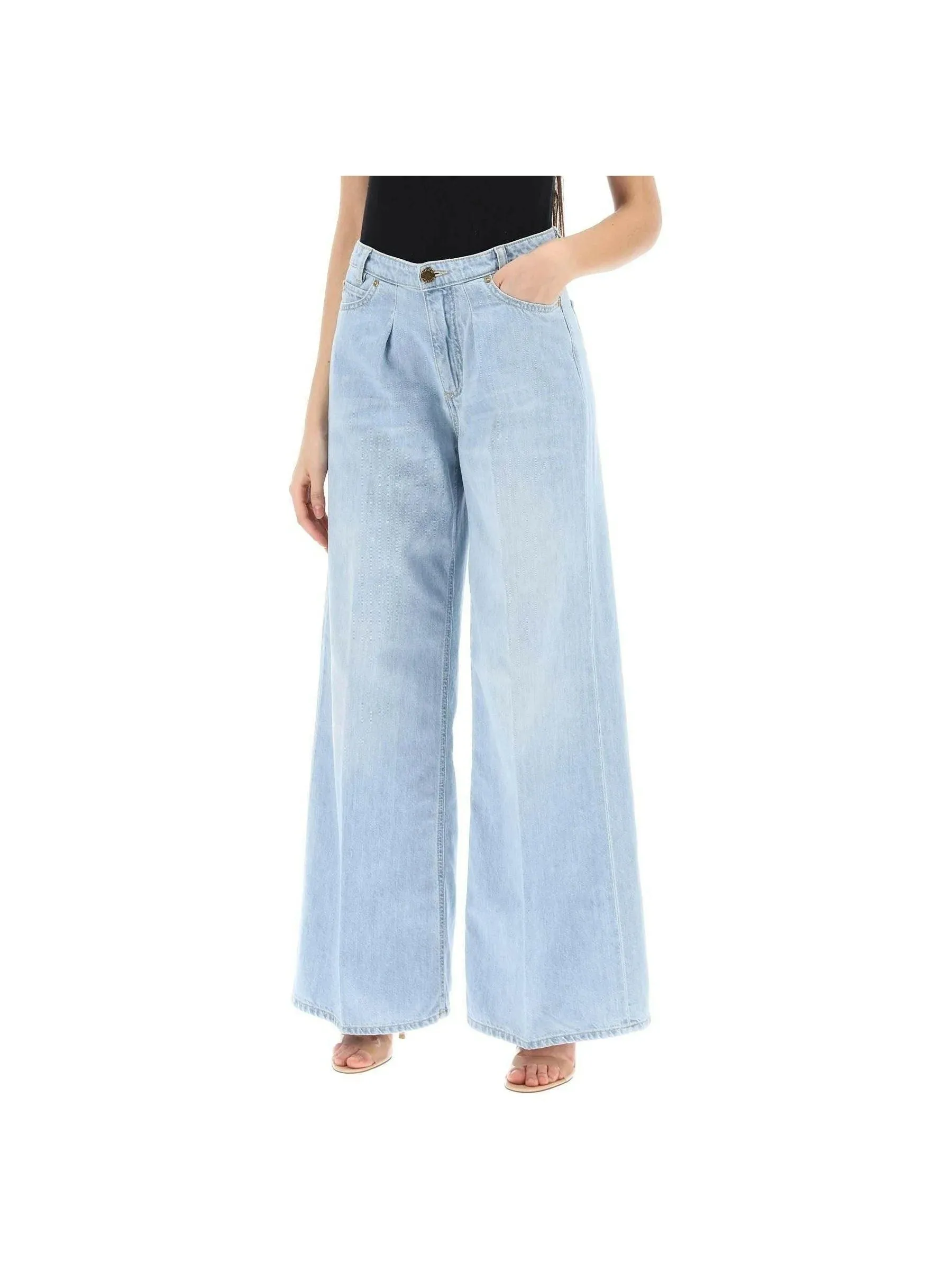 Wide-Leg Vintage-Washed Denim Jeans