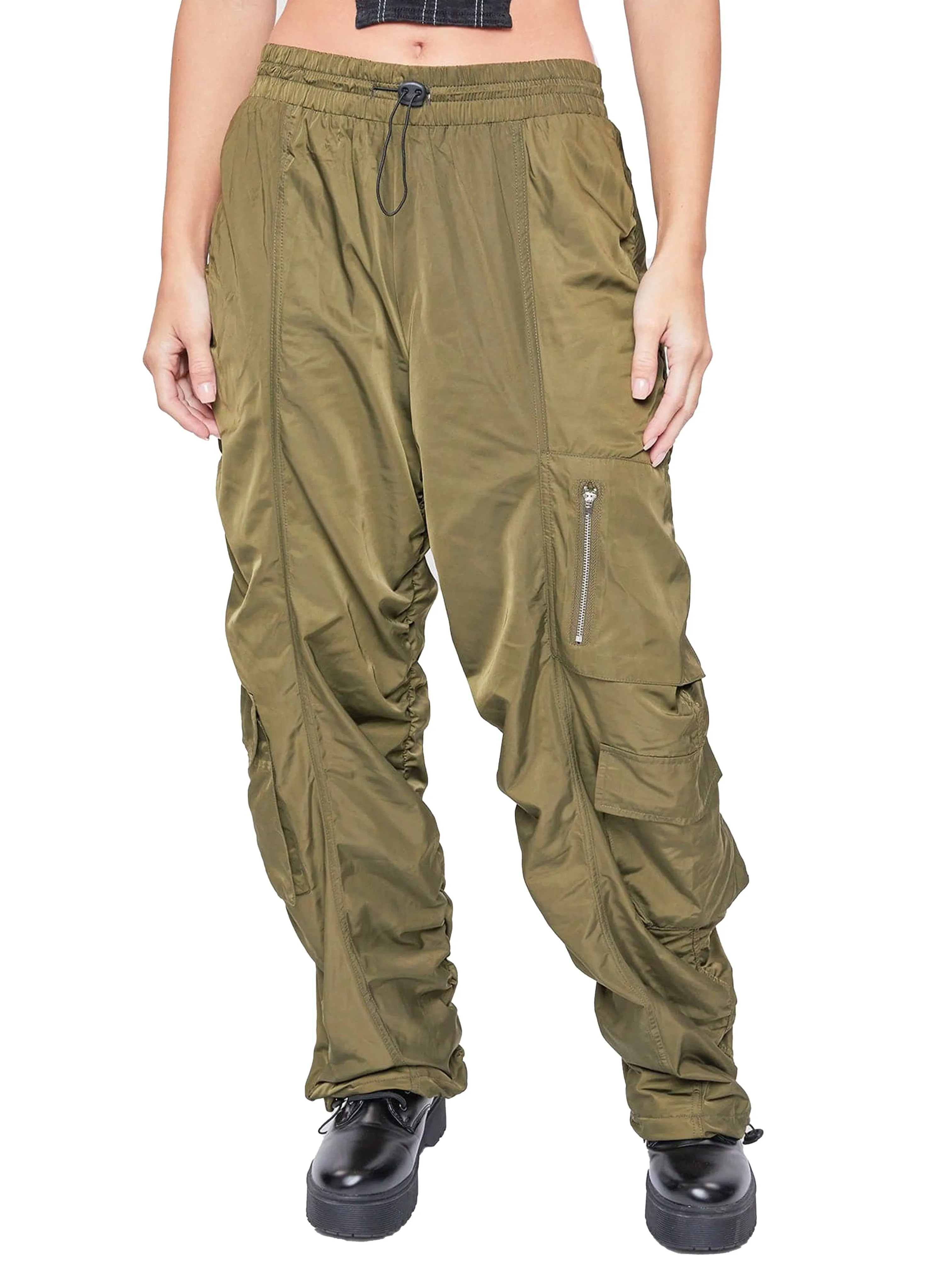 Women's  Rouched Nylon Cargo Joggers